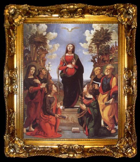 framed  Piero di Cosimo Immaculate Conception and Six Saints, ta009-2